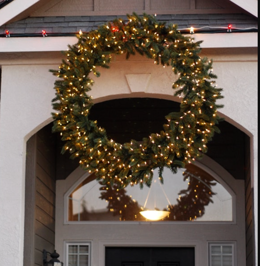 Outdoor Lighting on Wreath for Concierge Christmas